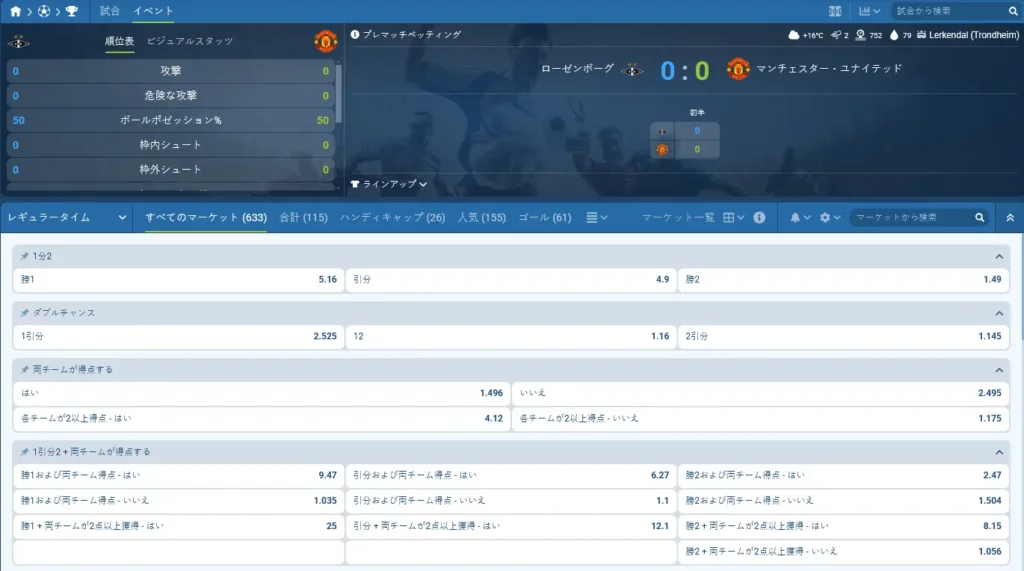 1xBetでのサッカーベッティング